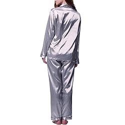 Womens Satin Pajamas Set Long Sleeve Sleepwear