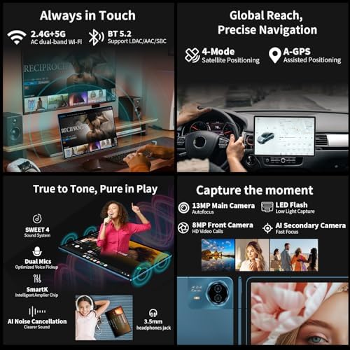 T70 Tablet 14 Pollici 2.2K Tablets Gaming, Helio G100 2.2GHz Octa-Core, 10000mAh/18W, Dual SIM 4G LTE, 20GB RAM+128GB(TF 8TB), Widevine L1/GPS/13MP/Gemini AI Tablet con Tastiera+Custodia+Penna