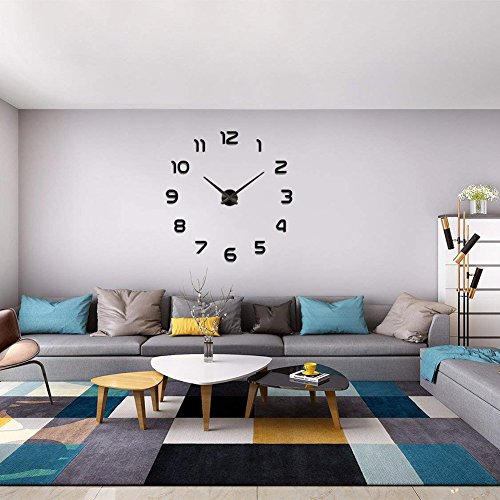 FASHION in THE CITY 3D DIY Mirror Surface Wall Clock Big Size Wall Decorative Clocks Silent Non Ticking Movement Clocks
