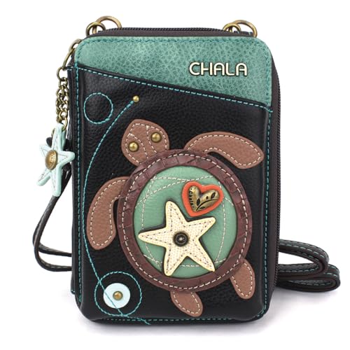 CHALA Women's Wallet Crossbody Cell Phone Purse Faux Leather Multicolor Handbag with Adjustable Strap - Turtle Black, one Size
