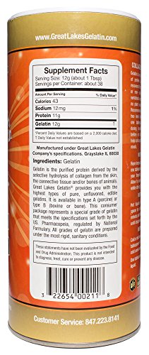 Great Lakes Gelatin, Certified Paleo Friendly, Collagen Protein, Pasture-Raised, Grass-Fed, Non-GMO, Kosher, Beef Gelatin, 16 oz. 2-Pack - Frustration Free Packaging