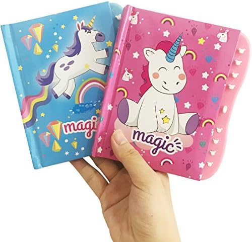 Ygoing 2Pack Unicorn Secret Diary with Locks, Rainbow Unicorn Journa/ Tattoo Stickers for Girls