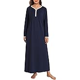 Latuza Women's Long Sleeve Nightgown Cotton Sleeping Gown