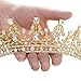 SWEETV Princess Crown CZ Crystal Pageant Queen Tiara Bridal Wedding Headpiece Women Hair Jewelry, Gold+Clear