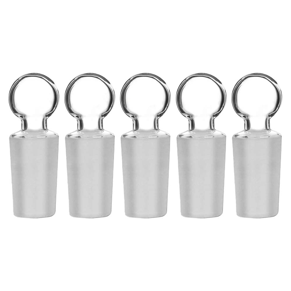 StonyLab Glass Penny Head Glass Hollow Stopper for 24/40 Outer Joint Glass, With Closed Bottom (5 Pack)
