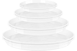 GUGEMEI Plant Saucers 6 8 10 12 Inch, 8 Pack Clear Plastic Plant Trays for Pots, Durable Plant Water Catcher Tray for Indoors Outdoors
