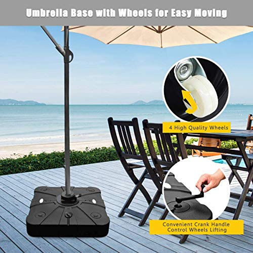 Giantex 260lbs Offset Patio Umbrella Base with Wheels, Water Sand