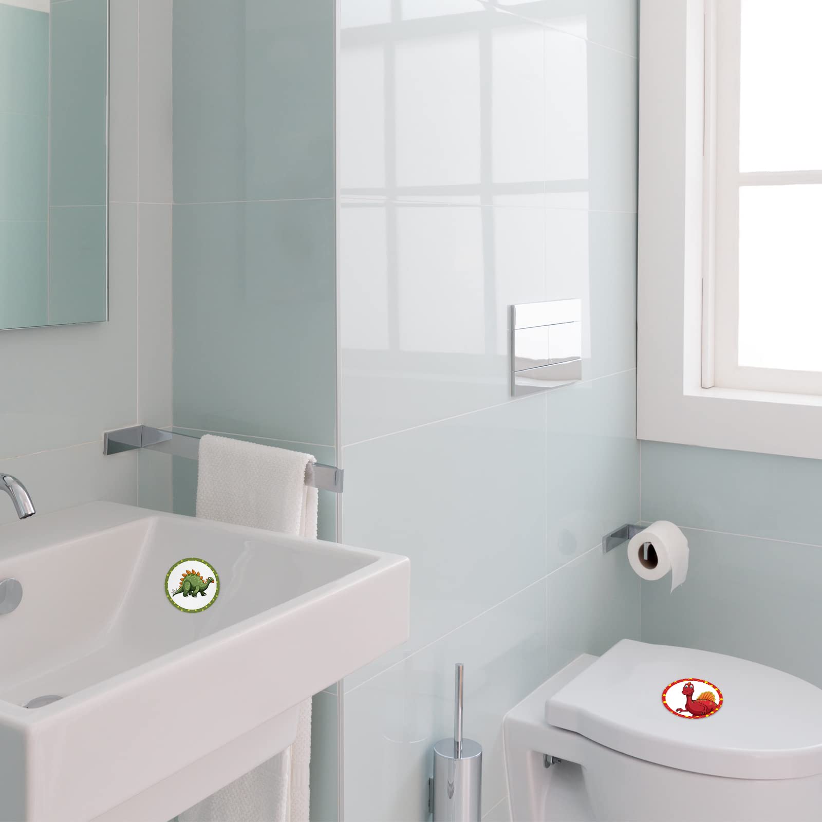 Laumoi 120 Pcs Toilet Targets for Boys Training Flushable Dinosaur Targets Potty Pee Toilet Target Stickers Dinosaur Potty Training Seat for Boys Use