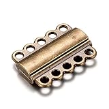 Multi-Strand Magnetic Clasp 5-Strand 21 x 29 x 6mm - 2 Sets (Antique Bronze)