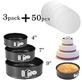 Springform Pan set,Nonstick Leakproof 3pcs(4"/7"/9") Cake Pan Bakeware Cheesecake Pan with 50 Pcs Parchment Paper Liners by MASSUGAR (3)