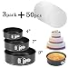 Springform Pan set，Nonstick Leakproof 3pcs(4"/7"/9") Cake Pan Bakeware Cheesecake Pan with 50 Pcs Parchment Paper Liners by MASSUGAR (3)