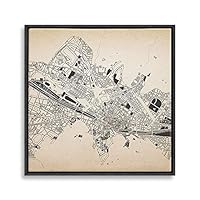 Framed Canvas Wall Art Map Canvas Prints Home Artwork Decoration for Living Room,Bedroom - 16x16 inches
