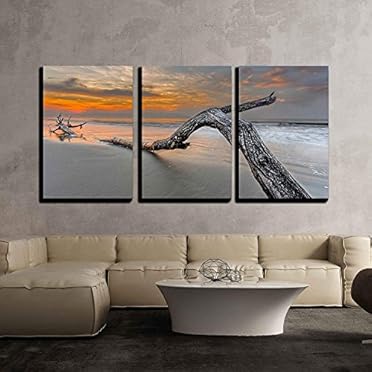 Beach In Hilton Head Island Wall Decor X3 Panels Canvas Art Wall26