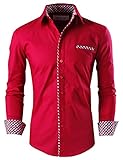 Tom's Ware Mens Premium Casual Inner Contrast Dress Shirt TWNMS310S-1-WINE-XL