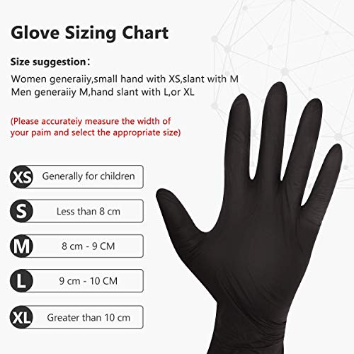 Kexle Nitrile Disposable Gloves Pack of 100, Latex Free Safety Working Gloves for Food Handle or Industrial Use, Black, Large(Pack of 100), (2D-IJ9V-27IH)