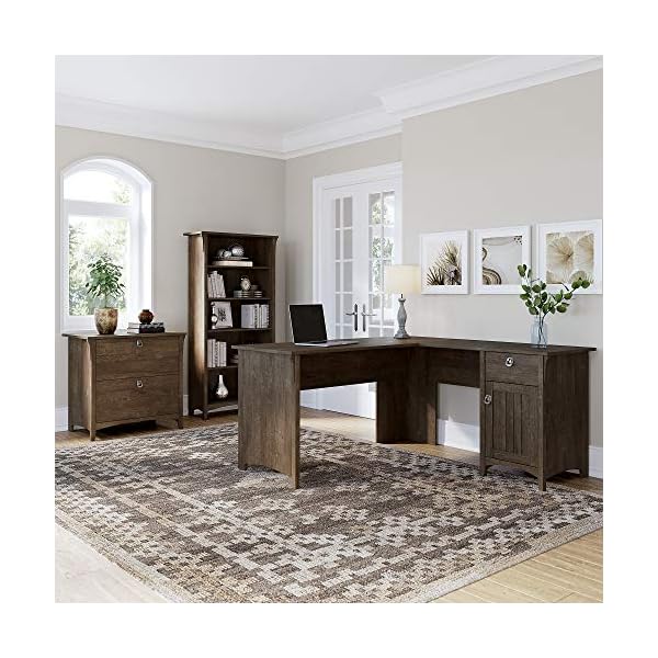 Bush Furniture Salinas L Shaped Desk with Lateral File and 5
