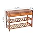 UNICOO - Bamboo Shoe Bench Rack with Cushion Upholstered Padded Seat Storage Shelf Bench, 2-Tier Shoe Rack Entryway Shoe Storage Organizer - (Nature - 70)