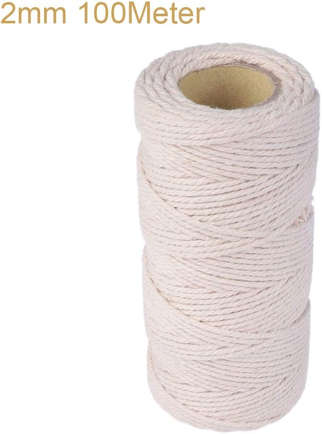 Idlespace Cotton Rope Macrame Cord Beige Making Jewelry, Sewing Scrapbooks, Handmade Cards, Drawstrings, Gardening, Home Decorations DIY Rope(2mm 100Meter)