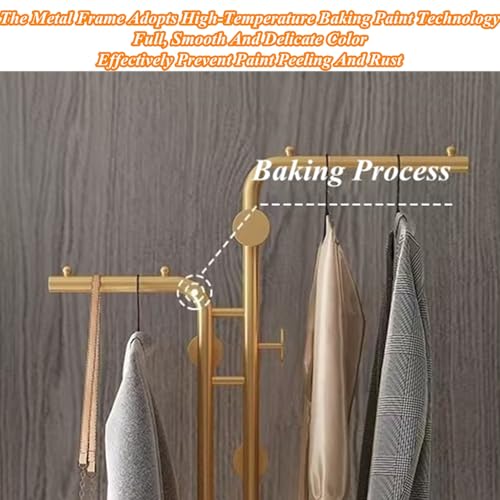 Beauenty Freestanding Metal Coat Rack,Durable Stable Independent Hallstand,Standing Coat Rack with Heavy Base,Metal Clothes Tree With Hooks Suitable For Hanging Clothes,Hats,Bags In Modern Households