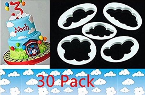 ASIBT Fluffy Cloud Cutter 30 Pack Cake Mould Fondant Sugarcraft Cookie Plunger Cutter Mold Decorating Tools