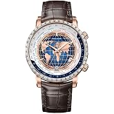 AGELOCER World Time Watch, Original 24 Time Zone Automatic Mechanical Watch for Men, Luxury Waterproof Leather Strap Dress Watches for Men Gift