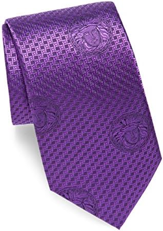Versace Men's Textured Medusa Italian Silk Tie, OS, Violet