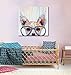 FLY SPRAY 1 Panel Framed 100% Hand Painted Oil Paintings Canvas Wall Art Colorful Dog with Glasses Animal Modern Abstract Artwork Painting for Living Room Bedroom Office Home Decoration