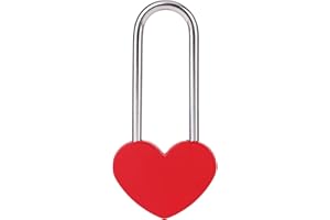 VeYocilk 3.5" 50mm Love Lock Heart Padlock,Red Single Heart Wish Lock for Lovers Wedding,Valentines,Anniversary,Travel, Valentines Day, Bridge(NO Key)