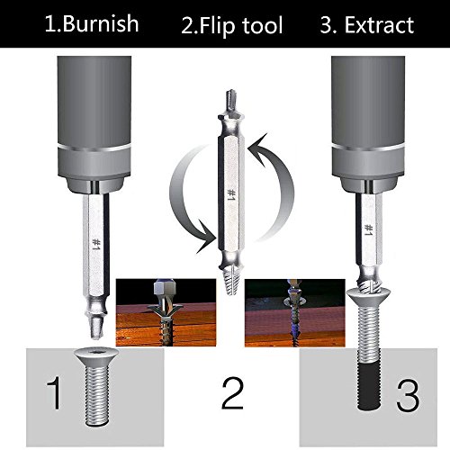 Tresbro Damaged Screw Extractor Set of 4 Pcs High-Speed Steel Drill Bits, Grabit Screw EZ Out Extractor for Removing Stripped Screws and Broken Bolt