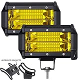 SAMLIGHT Led Light Bar 2 PCS Waterproof 5 Inch 72W 24 Led Flood Beam Off Road Pod Lights Yellow Driving Fog Work Light Lamps For Trucks Offroad Jeep ATV UTV SUV Boat Marine Motorc