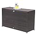 Patiorama Outdoor Wicker Storage Box Patio Aluminum Frame Espresso Brown Wicker Cushion Storage Bin Deck Box, 120 Gallon