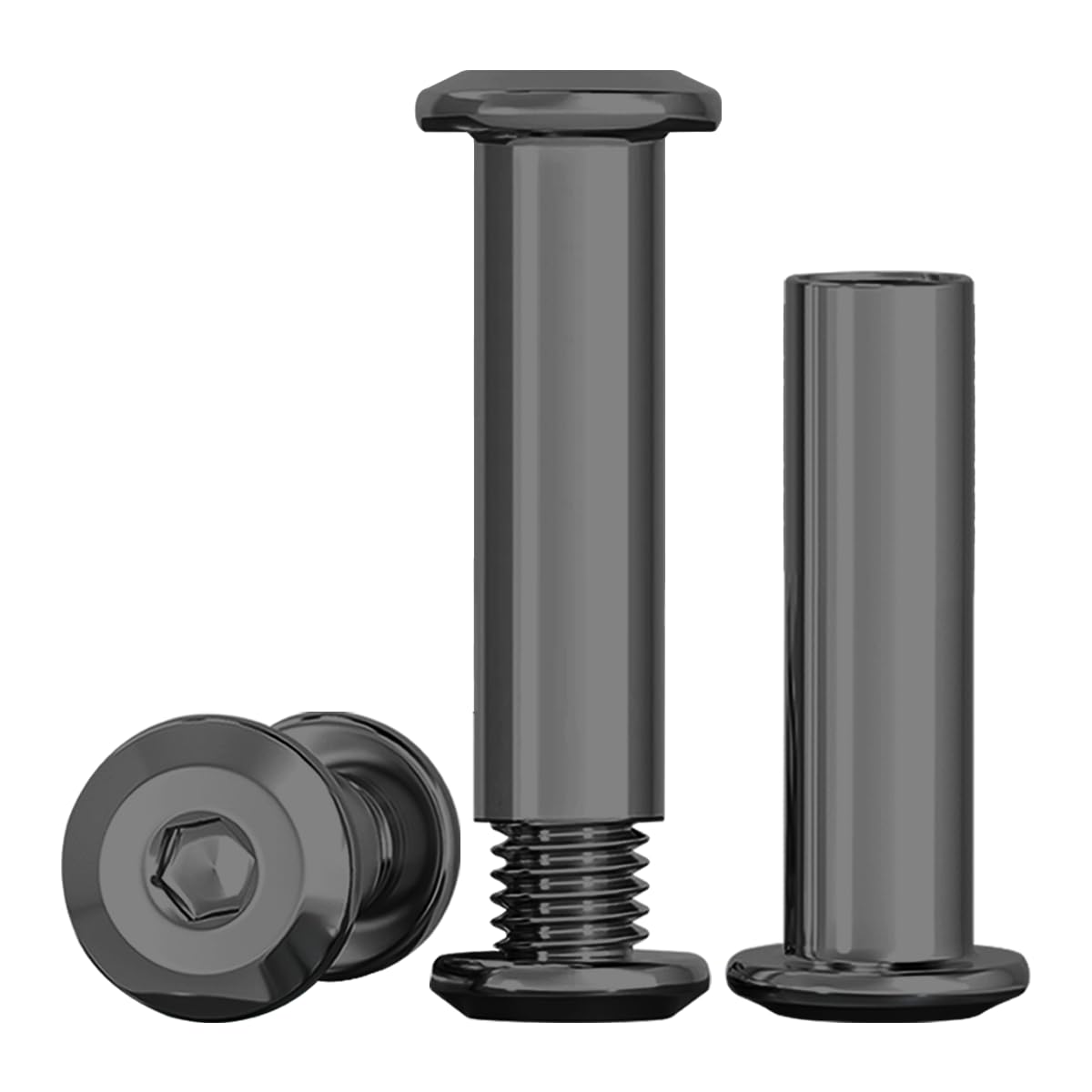 Drenky 10 Sets Barrel Nuts Kit Black Furniture Connector Nuts M8X 30mm 304 Stainless Steel Bolts Rustproof Connection Screws M8Belt Buckle Binding Bolts for Leather Belt and Furniture Repair