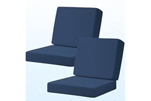 Iheqard Outdoor Deep Seat Cushion Set of 2, 24 x 24 Inch Waterproof and Fade Resistant Patio Furniture Cushion Backrest with 