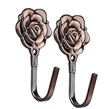 2pcs Vintage Rose Curtain Tieback Tassel Hooks Door Wall Hook Antique Copper