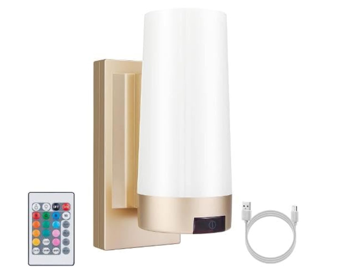 BIGMONAT Wireless Indoor Wall Light, Living Room Background Wall Light, Bedroom Bedside Table Atmosphere Light, USB Charging, Remote Control Multi Color Adjustable Night Light, 1 Set of Gold