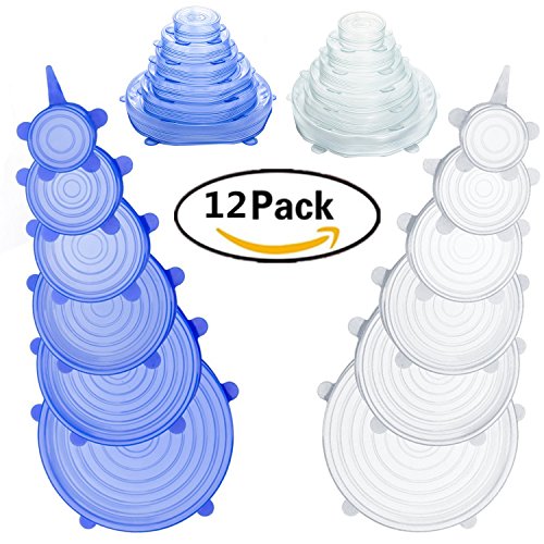 12 Pack Silicone Stretch Lids,Durable Expandable Food Saver Cover for Bowel Bakeware Dish Jar Food Container - Thumbnail 5