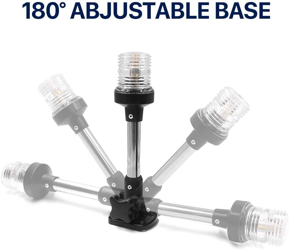 Obcursco Adjustable Boat Stern Light White All Round Anchor Light 9 Inch Fold Down Boat Stern Light : Sports & Outdoors