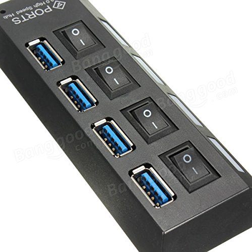 Pink Lizard 4 Ports USB 3.0 External HUB Adapter with Switch