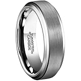 Men Rings 6mm Tungsten Carbide Brushed Matte Finish Beveled Edge Comfort Fit Wedding Engagement Band