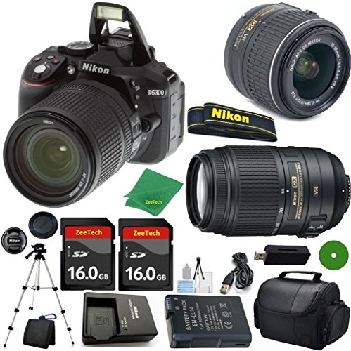 ZeeTech Ultimate Bundle for D5300 24.2 MP DSLR, NIKKOR 18-55mm f/3.5-5.6 Auto Focus-S DX VR, Nikon AF-S DX NIKKOR 55-300mm f/4.5-5.6G ED VR, 2pcs 16GB ZeeTech Memory, Camera Case ZeeTech Ultimate Bundle for D5300 24.2 MP DSLR, NIKKOR 18-55mm f/3.5-5.6 Auto Focus-S DX VR, Nikon AF-S DX NIKKOR 55-300mm f/4.5-5.6G ED VR, 2pcs 16GB ZeeTech Memory, Camera Case