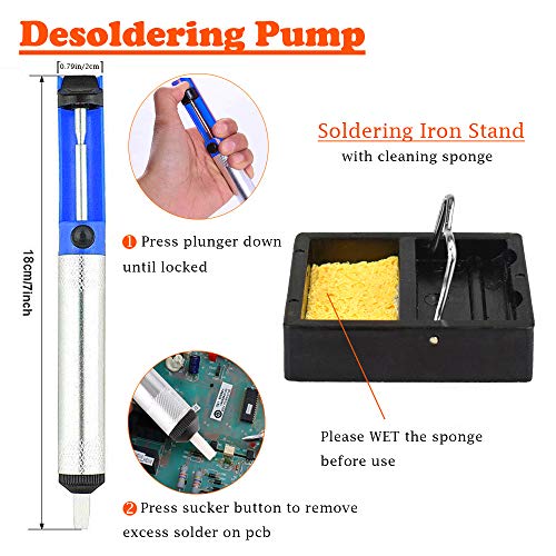 Toolour Soldering Iron Wood Burning Kits 82Pcs, Adjustable Temperature Pyrography Pen with Wood Embossing/Carving/Soldering Tips, Tin Wire, Desoldering Pump, Tweezers, Stand and Carrying Case