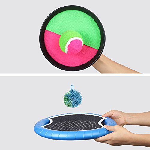 ZUINIUBI Flying Disc Trampoline Paddle & Ball Set Frisbee Disk Game Toss and Catch Bat with Ball Outdoor Sports for Adults Kids - Thumbnail 3