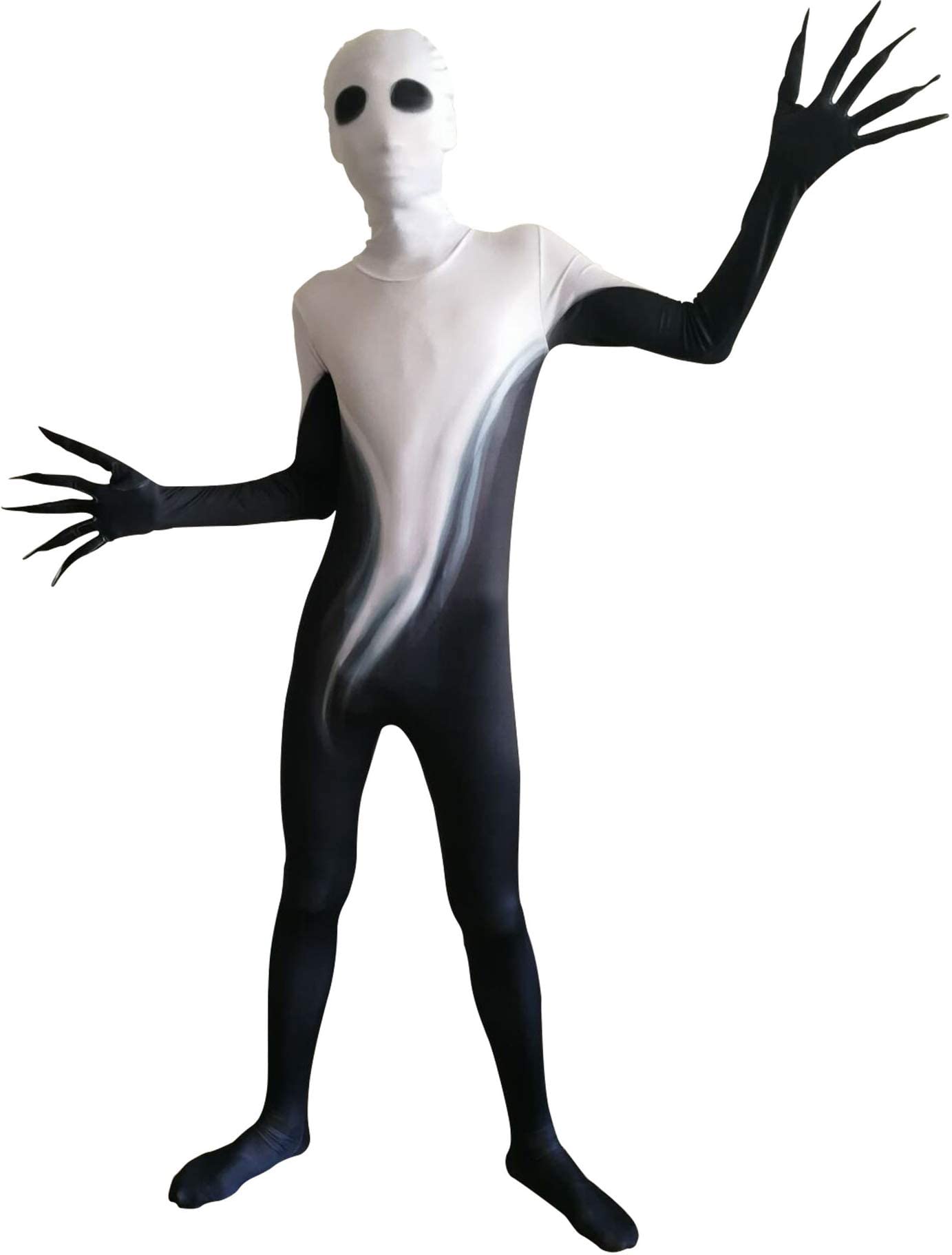 Spooktacular Creations Halloween Black White Shadow Costume for Child Boys Halloween Themed Dress Up Party, Scary Morph Suit-Medium(8-10 yrs)