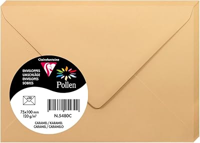 Clairefontaine 5480C Pack of 20 Gummed Envelopes 7.5x10 cm Caramel
