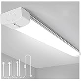 Airand LED Shop Light Fixture 4FT Plug in Ceiling Lights Linkable LED Tube Light 5000K Plug in Light Fixture for Bathroom Garage Overhead with ON/Off Switch