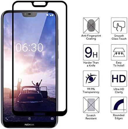 Newlike [Anti Glare] [Scratch Proof] Full Coverage 5D Tempered Glass for Nokia 6.1 Plus 2018- Black