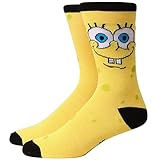 Spongebob Squarepants Closeup Face Adult Crew Socks