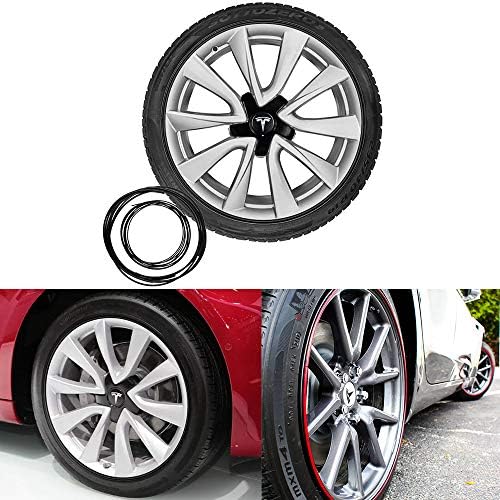 BASENOR Tesla Model 3 Wheel Bands Kit Rim Protection for All Four Wheels Black