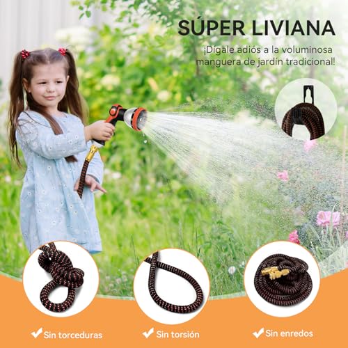 Yofidra Garden Hose 15M/50FT – Expandable Hose with 10 Spray Pattern Nozzles Brass Connector Fabric 3750D High Strength Hose with 3-Layer Latex Core