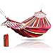 Rusee Double Hammock,Rainbow Two Person Hammock,'190'x '150' Centimeter Portable Hammock,Cotton Fabric Hammock Holds upto 450lbs,Red Outdoor Hammock